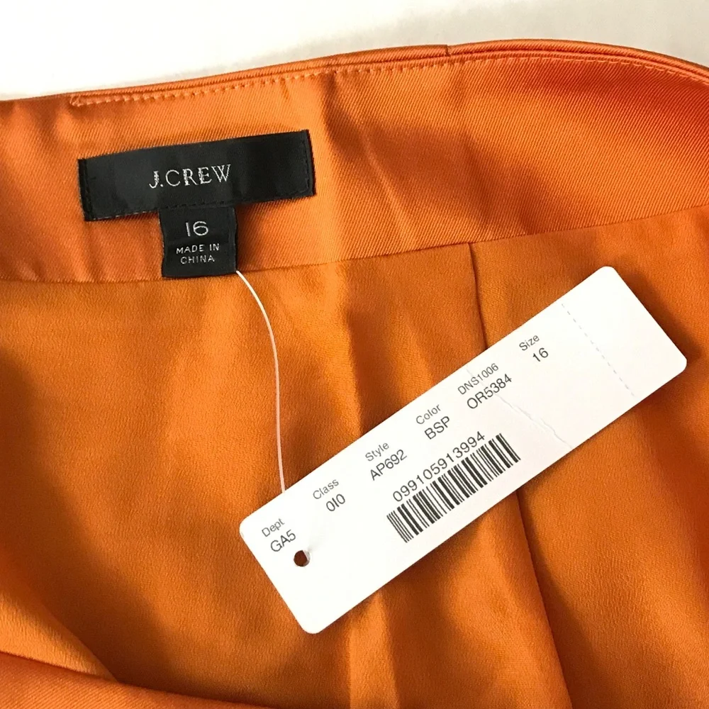 J. CREW Satin Sarong Skirt NWT Orange Spice Women’s Plus Size 16